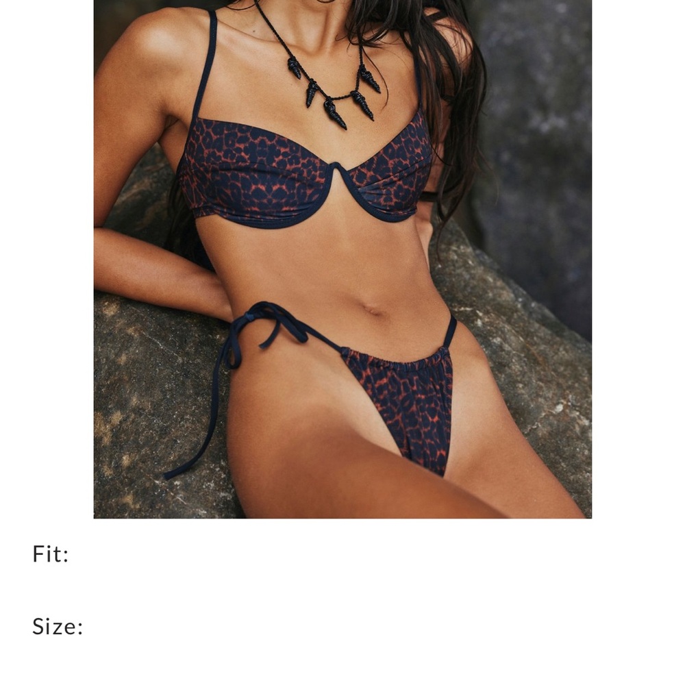 Bought at Free People - Navy and Rust Leopard Print Underwire Bikini